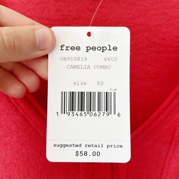 Free People NWT Heart of Mine Colorblock 3/4 Sleeve Top Camelia Combo Size XS - Picture 12 of 12